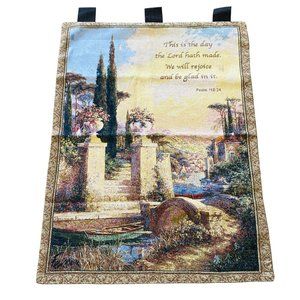 La Barchetta Stone Walkway Bridge Tapestry Wall Hanging w/Verse Art Fronckowiak